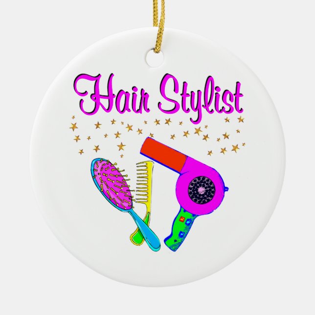 NUMBER ONE HAIR STYLIST AND BEAUTICIAN CERAMIC ORNAMENT (Front)