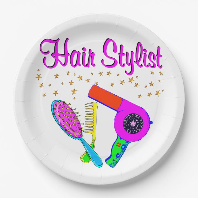 NUMBER ONE HAIR STYLIST AND BEAUTICIAN PAPER PLATES (Front)