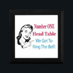 Number One Head Table - Vintage Gal Jewelry Box<br><div class="desc">Don't you love ringing the Bunco bell?  Number One Head Table - We Get To Ring The Bell?  Perfect gift box for collecting all the Bunco cash!  Store your favorite Bunco dice in this box.   Funny Bunco gift or prize.</div>