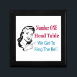 Number One Head Table - Vintage Gal Jewelry Box<br><div class="desc">Don't you love ringing the Bunco bell?  Number One Head Table - We Get To Ring The Bell?  Perfect gift box for collecting all the Bunco cash!  Store your favorite Bunco dice in this box.   Funny Bunco gift or prize.</div>