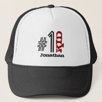Number One KID Custom Name Red Black White V03 Trucker Hat
