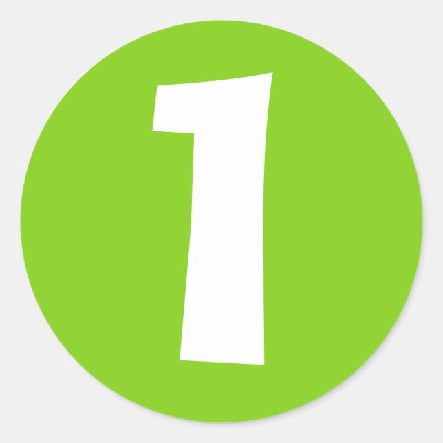 Number One Large Round Green Stickers by Janz (Front)