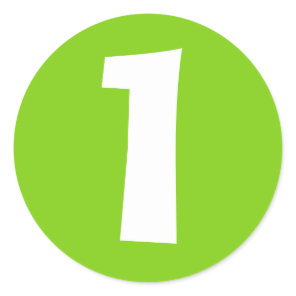 Number One Large Round Green Stickers by Janz