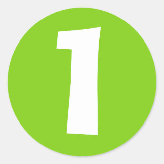 Number One Large Round Green Stickers by Janz