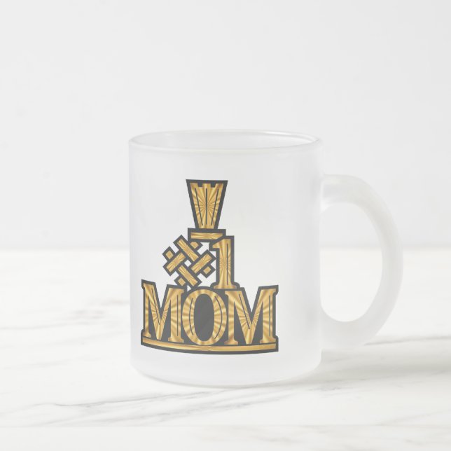 Number One Mom Mothers Day Gifts Frosted Glass Coffee Mug (Right)