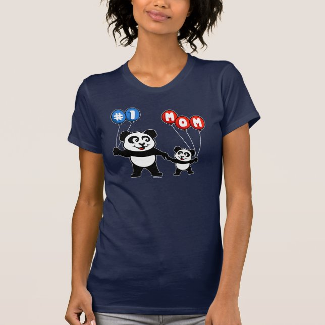 Number One Mom Panda Family T-Shirt (Front)