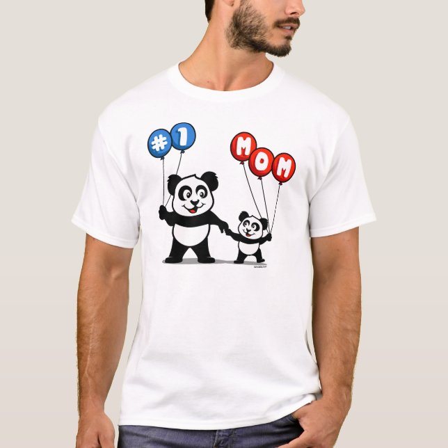 Number One Mom Panda Family T-Shirt (Front)