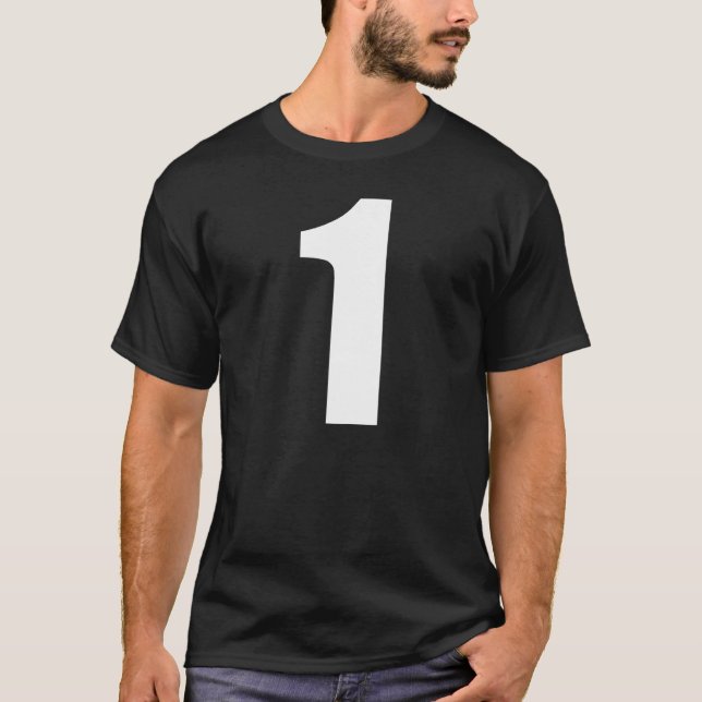 Number One Numeral 1 Plain White Numbers T-Shirt (Front)