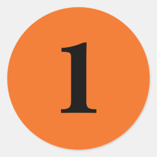 Number One planning supplies simple 1 orange black Classic Round Sticker