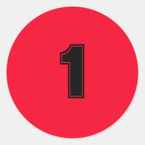 Number One planning supplies simple 1 red black Classic Round Sticker