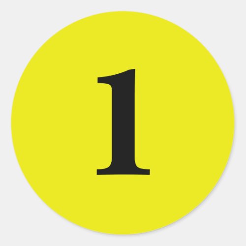 Number One planning supplies simple 1 yellow black Classic Round Sticker