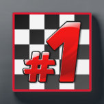 NUMBER ONE PLAQUE<br><div class="desc">#1 ON A BLACK AND WHITE CHECKERBOARD</div>