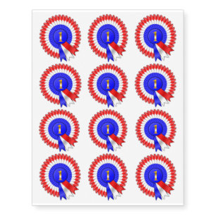 Number One Red White and Blue Award Temporary Tattoos