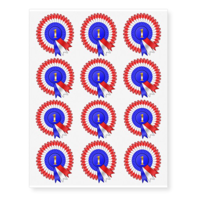 Number One Red White and Blue Award Temporary Tattoos (Front)
