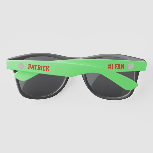 Number One Sports Fan Baseball with Name Sunglasses (Back)