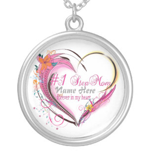 Number One Step Mom Heart Necklace