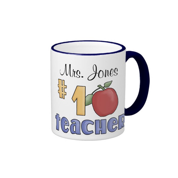 Number One Teacher, #1 Teacher Print Art Design Coffee Mug