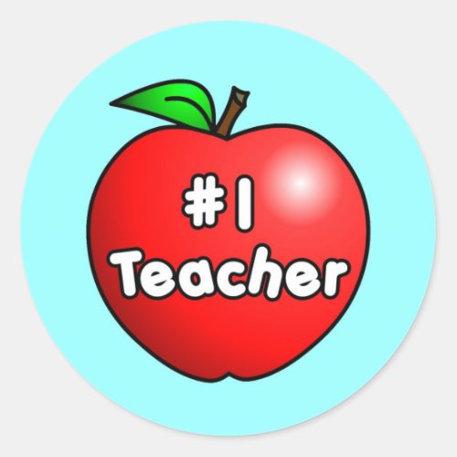 Number One Teacher Apple Classic Round Sticker
