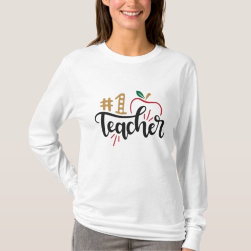 Number One Teacher Apple Design T_Shirt