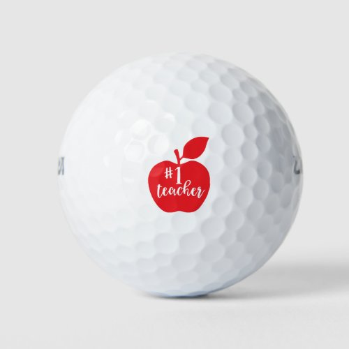 Number One Teacher Apple Golf Balls