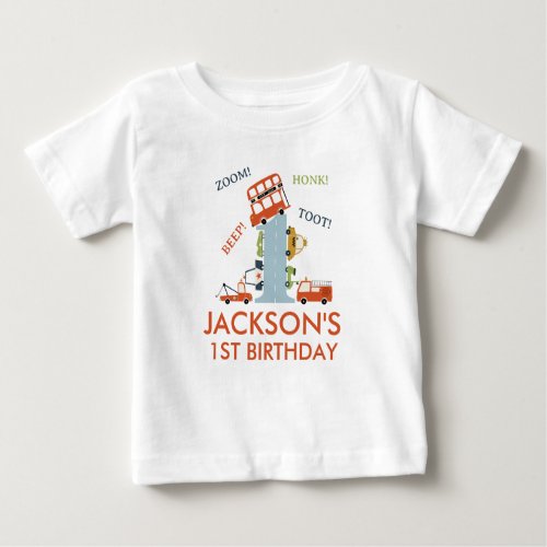 Number One Transport Themed 1st Birthday T shirt