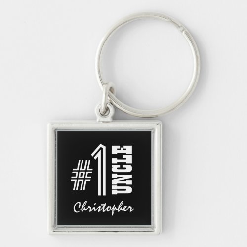 Number One UNCLE Black and White Modern Gift A01 Keychain