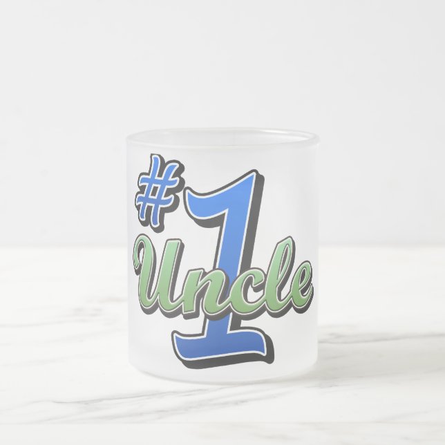 Number One Uncle Frosted Glass Coffee Mug (Center)