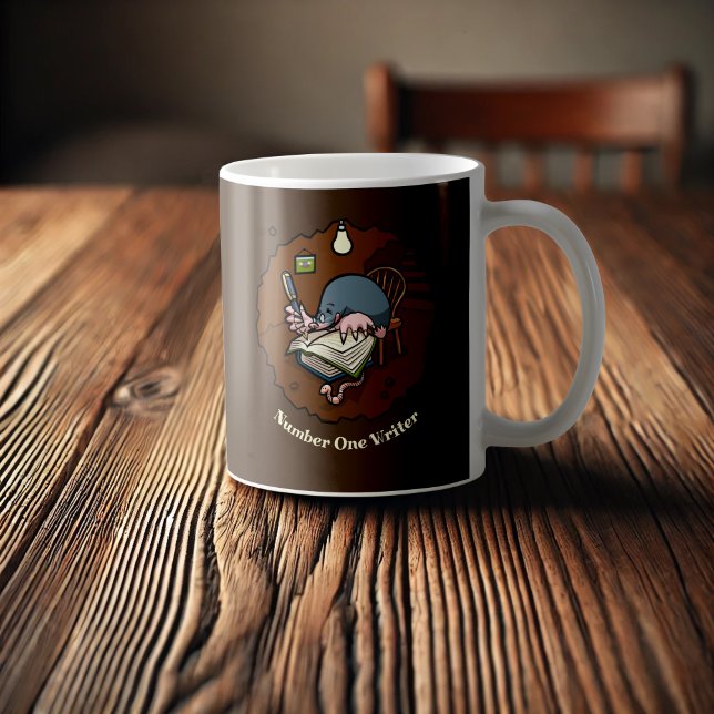 Number One Writer Cute Mole Writing Book In Burrow Coffee Mug (Creator Uploaded)