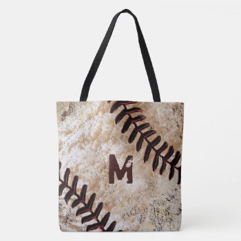 Number Or Monogram Baseball Tote Bag by YourSportsGifts at Zazzle