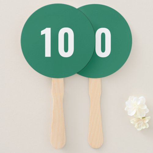 Number Paddle  Modern Green Event Game Score Hand Fan