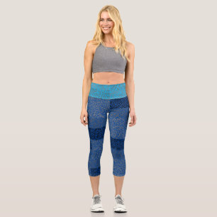 Number pattern 01 w Blue BG Capri Leggings