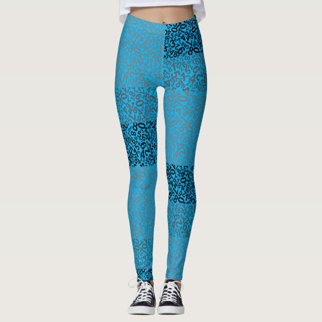 Number pattern 01 w LBlue BG Leggings (Front)