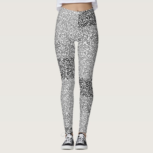 Number pattern 01 w LGrey BG Leggings (Front)