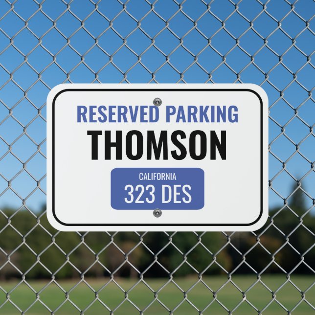Number Plate Reserved Parking Metal Sign (In Situ(Fence))