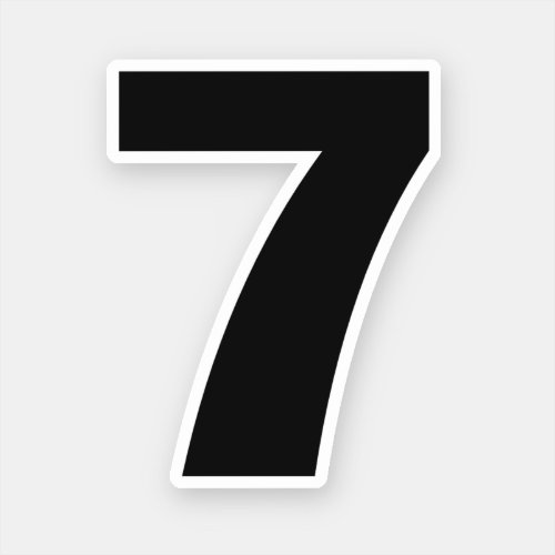 Number Seven Black and White Sticker