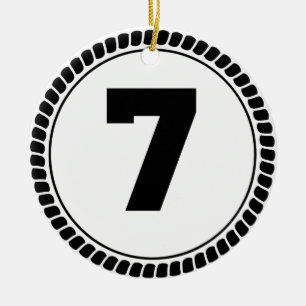 Number Seven Circle Ceramic Ornament