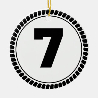 Number Seven Circle Ceramic Ornament