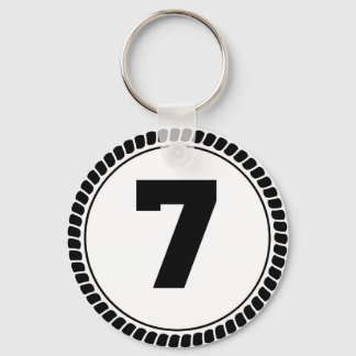 Number Seven Circle Keychain