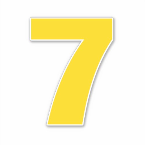 Number Seven Gold and White Sticker