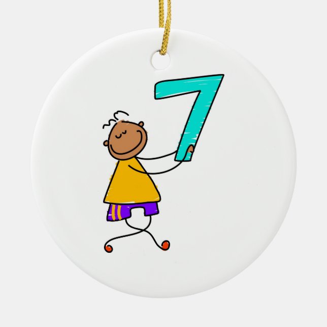 Number Seven Kid Ceramic Ornament (Front)