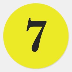 Number Seven planning simple 7 yellow black Classic Round Sticker