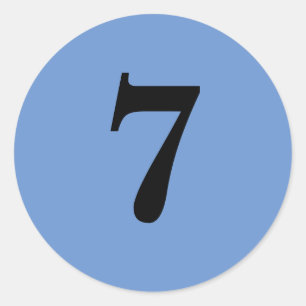 Number Seven planning supplies simple 7 blue black Classic Round Sticker