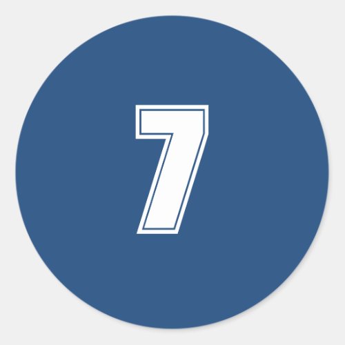 Number Seven planning supplies simple 7 navy white Classic Round Sticker