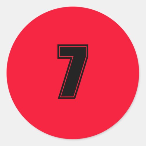 Number Seven planning supplies simple 7 red black Classic Round Sticker