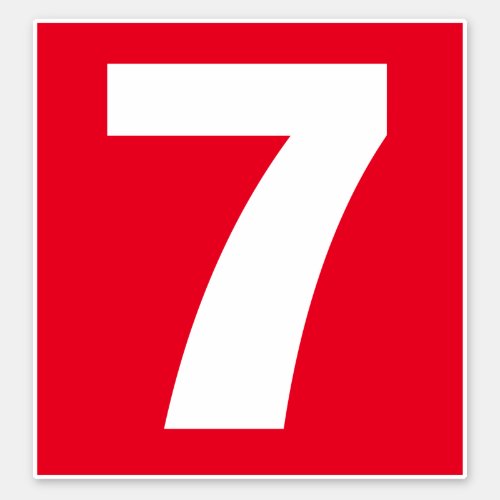 Number Seven Red and White Sticker
