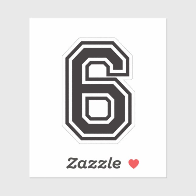 Number six 6 sporty college font sticker (Sheet)