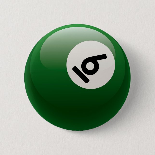 NUMBER SIX BILLIARDS BALL PINBACK BUTTON (Front)