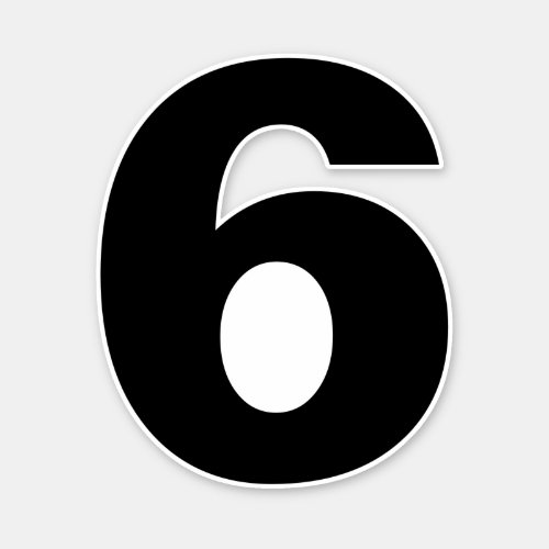 Number Six Black and White Number 6 Sticker