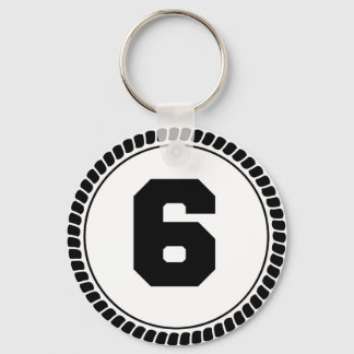 Number Six Circle Keychain