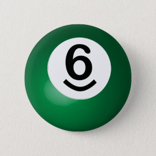 Number Six Green Pool Ball Button